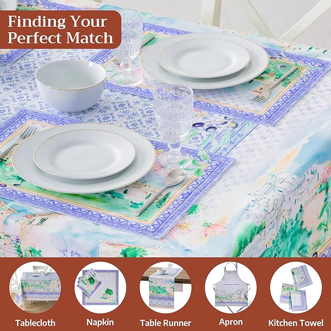 Maison d' Hermine Placemat 100% Combed Cotton Premium Cloth Placemats 13"x19" Washable Place Mats, Home, Kitchen, Dining, Cocktail Parties & Camping -Luberon (Set of 4)