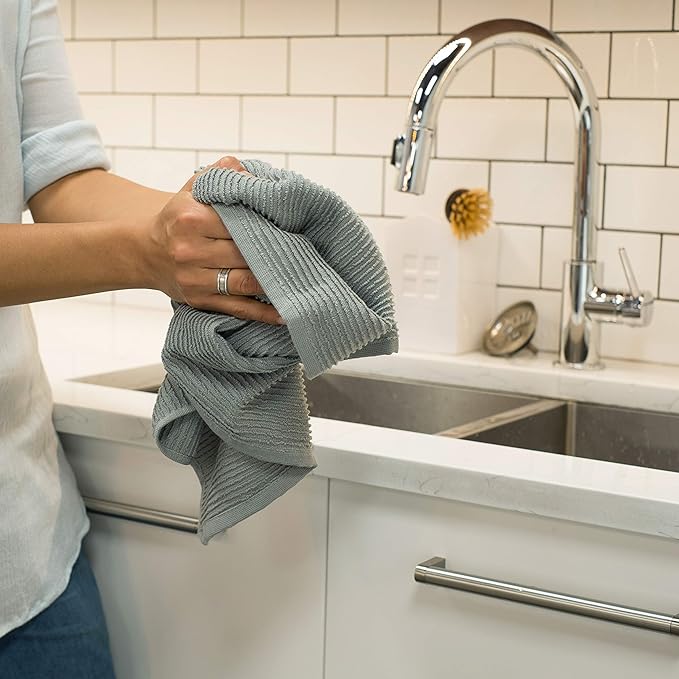 Now Designs 197422aa Ripple Kitchen Towel, Set of 2, London Grey