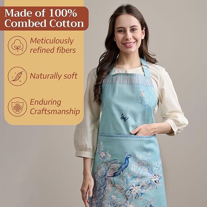Maison d' Hermine 100% Cotton Apron for women with Pocket Kitchen Chef Apron for Men Cooking Mothers Day Gifts