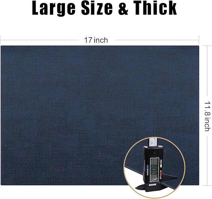Homaxy Faux Leather Heat Resistant Placemats for Dining Table Set of 12, Waterproof Wipeable Washable PU Table Mats, Easy to Clean Anti-Slip Place Mats, 11.8" x 17", Navy Blue