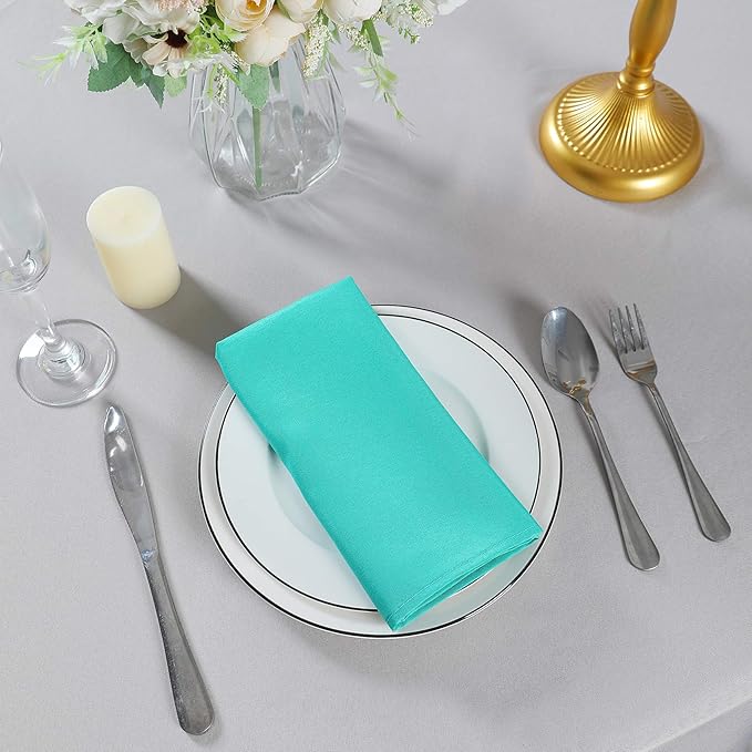 Cloth Napkins 20x20 inch Washable Polyester Dinner Napkins Soft Table Napkins for Wedding Party Dining Banquet(Turquoise,50PCS)