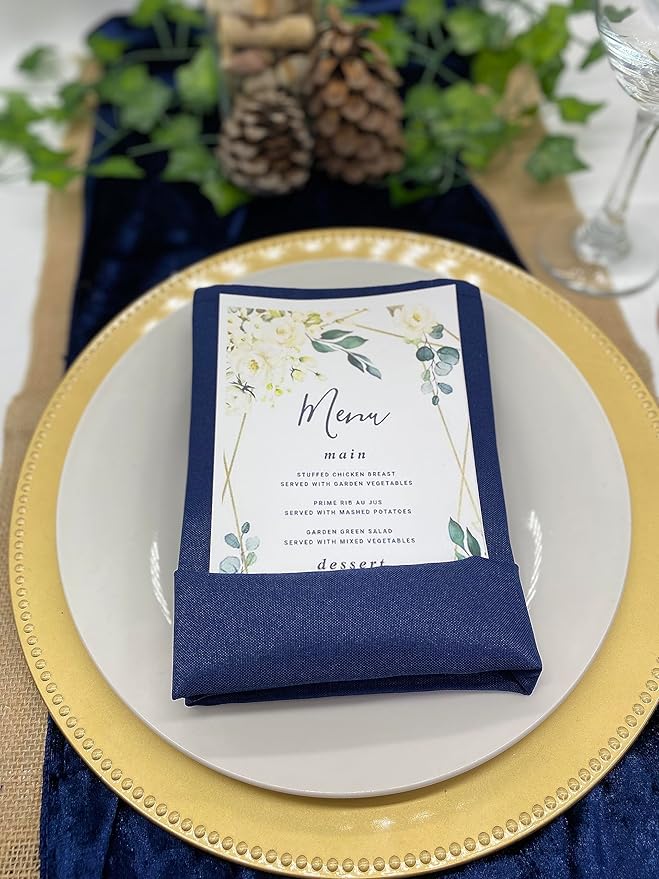 Your Chair Covers Cloth Polyester Napkins, 20 x 20 Inch, Washable Dinner Fabric Linen Napkins with Hemmed Edges for Restaurant, Wedding and Holiday Pack of 10 (Royal Blue)