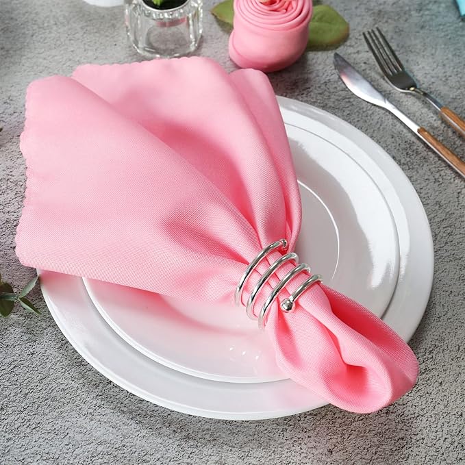Polyester Napkins Set of 12, Pink Washable Reusable Napkins, Perfect for Valentine's Day Wedding, Thanksgiving or Any Holiday