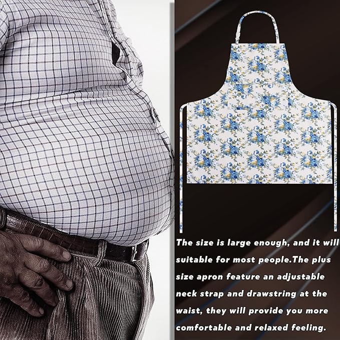 LOLOMLO Oversize Canvas Cotton Apron, Extra Large Aprons with Long Strap, Adjustable Neck Tear Resistant Plus Size aprons