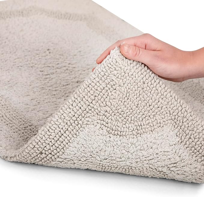 voyzz home Set of 2 Reversible Bath Rug 20x32 inch -17x24 inch | 100% Cotton Hand Tufted Soft & Absorbent Bath Mat|Washable Quick Dry Shaggy Shower Mat | Non-Slip Mordern Bathroom Decor | Grey…