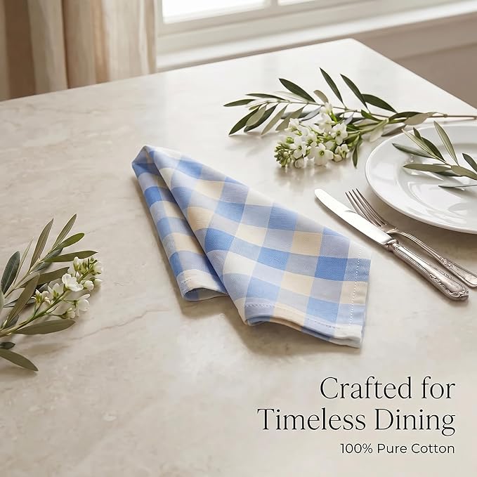 Urban Villa Cloth Napkins Set of 12 20x20 Inches 100% Cotton Napkins Cloth Washable Soft Durable Reusable Absorbent Table Dinner Napkins Cloth for Hotel Lunch Restaurant Weddings Parties- Blue Sand