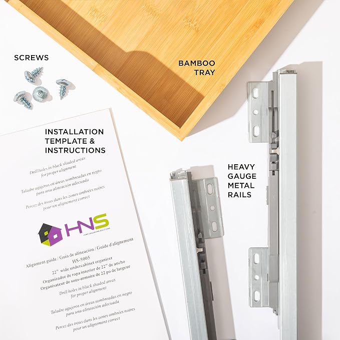 HOLDN’ STORAGE Bamboo Wooden Pull out Cabinet Organizer 24"W x 21"D Requires At Least a 25.25"W x 21"D Cabinet Opening W/Lifetime Limited Warranty, Bamboo Tray and Heavy Gauge Metal Rails