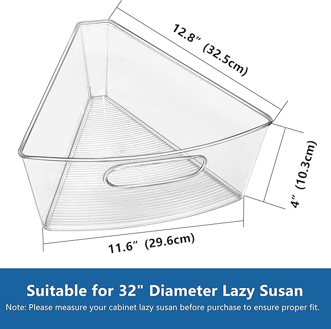 JOWBOOW Lazy Susan Organizer Bins for 32"-33" Diameter Corner Cabinet Lazy Susan, 6 Pack, Clear Plastic Cabinet and Pantry Storage Bin, 1/8 Wedge-Food Safe, BPA Free