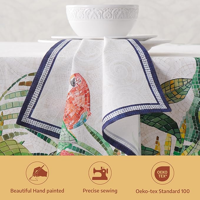 Maison d' Hermine Napkins 100% Combed Cotton Premium 20Inch x 20Inch Decorative Washable Cloth Napkin Table Napkin for Dining, Kitchen, Parties & Camping - Mosaic (Set of 4)