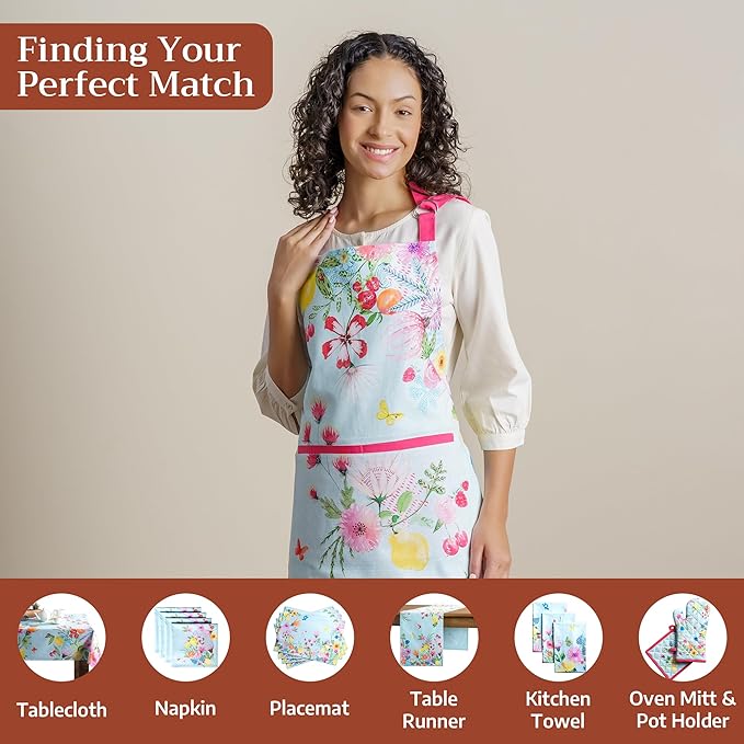 Maison d' Hermine 100% Cotton Apron for women with Pocket Kitchen Chef Apron for Men Cooking Mothers Day Gifts