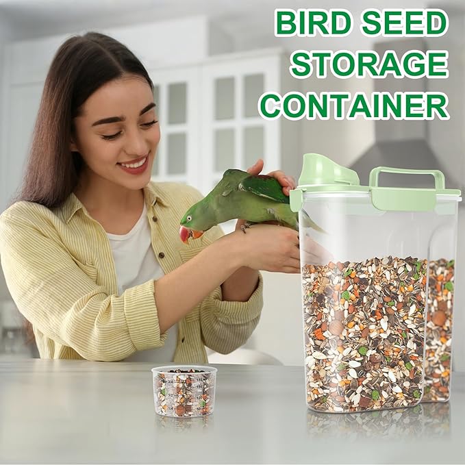 TBMax Travel Dog Food Storage Container 5 lbs with Dog Bowl, Airtight Pet Cat Food Storage Dispenser with Large Spout & Measuring Cup for Kibble Dog Treat Bird Seed Container -Green