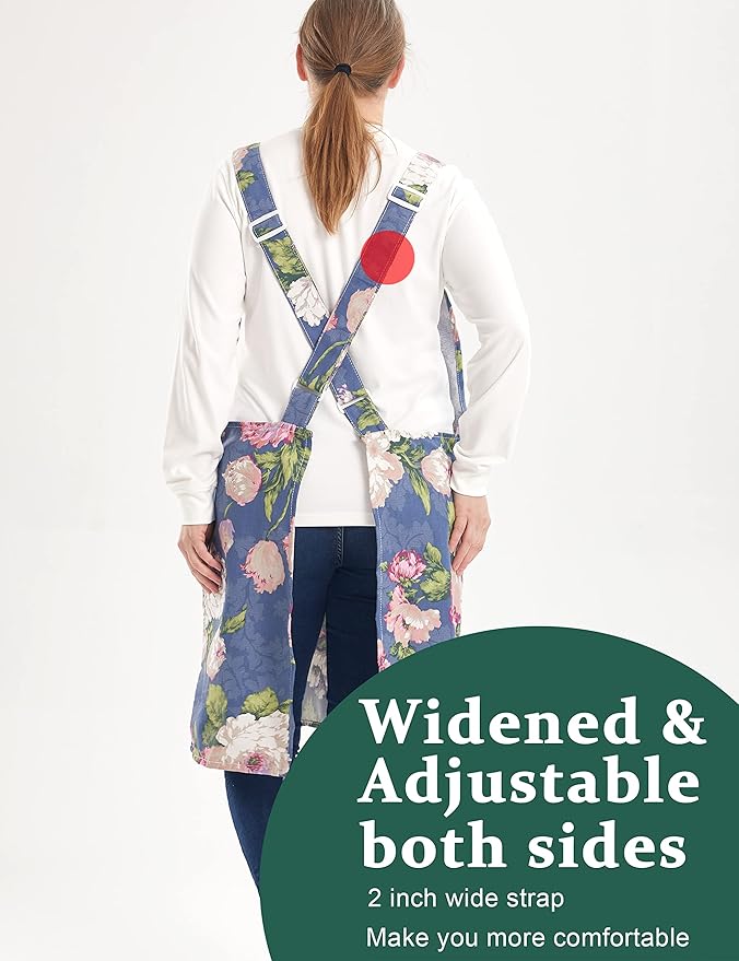 Big Plus Size Aprons for Women with Pockets Cotton Linen Baking Kitchen Cooking
