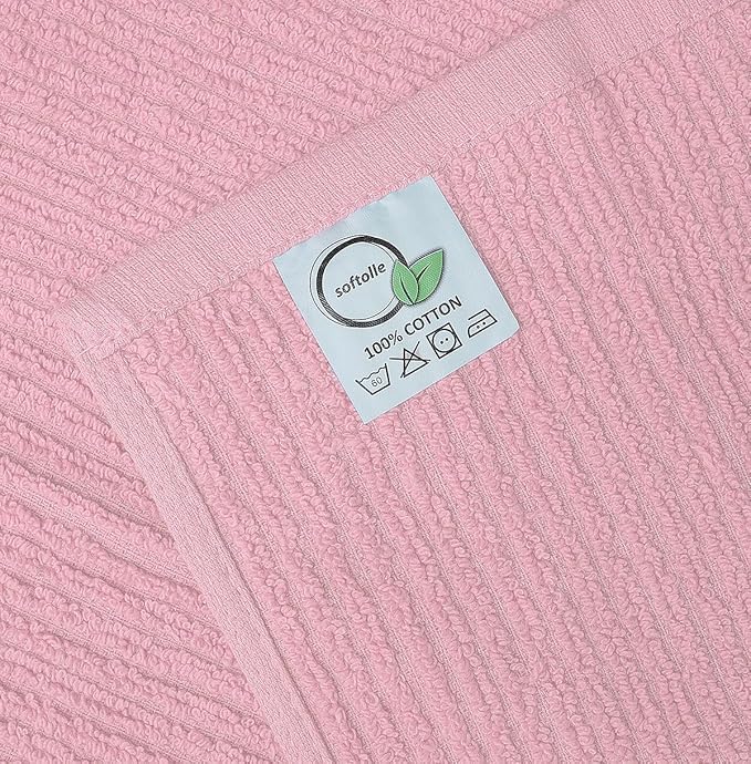 Softolle Bar Mop Towels, Pack of 12-16x19 Inches - 100% Cotton Super Absorbent Towels, Multi-Purpose for Home and Bar Cleaning (Pink)