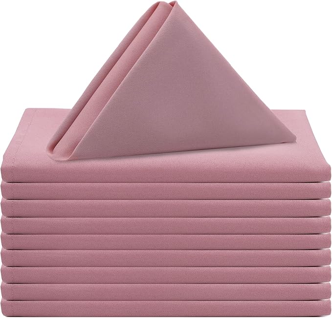 Your Chair Covers Cloth Polyester Napkins, 20 x 20 Inch, Washable Dinner Fabric Linen Napkins with Hemmed Edges for Restaurant, Wedding and Holiday Pack of 10 (Dusty Rose)