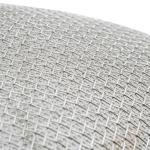 Winco Strainer, 14-Inch Diameter, Reinforced Double Mesh, Medium, Nickel, Tan
