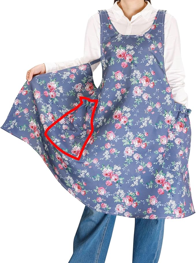 NEOVIVA Kitchen Aprons for Women with Pockets,Cooking Aprons for Women,Vintage Apron for Baking Gardening,Gifts for Mothers
