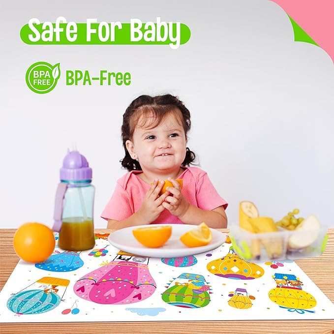 6 Pack Placemats for Kids, Non-Slip Washable Dining Mats, Reusable Cat-Themed Table Mats for Home, Kindergarten, Classroom, Nursery
