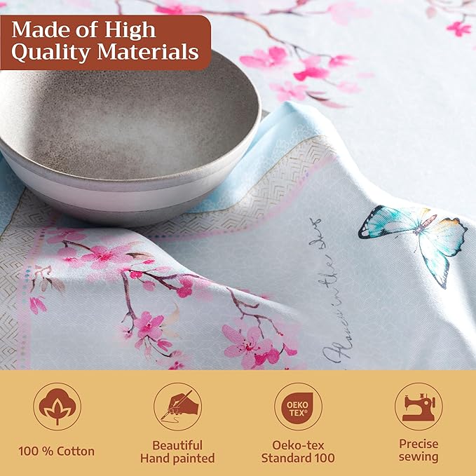 Maison d' Hermine Cloth Napkins Set of 4 100% Cotton Everyday Reusable Square Napkins Cloth Washable Dinner Wedding Restaurant Gifts for Mothers Day Spring/Summer (Blossoms in Spring, 20" x 20")