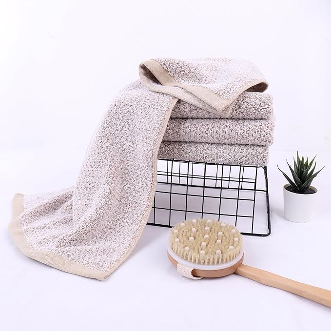 Everplush 4-Piece Premium Hand Towel Sets: Super-Soft, Highly Absorbent & Quick Drying Bathroom Towels – Versatile for Hotel, Bathroom, Shower, Spa, 16x30 Inches(Brown, 16" x 30")