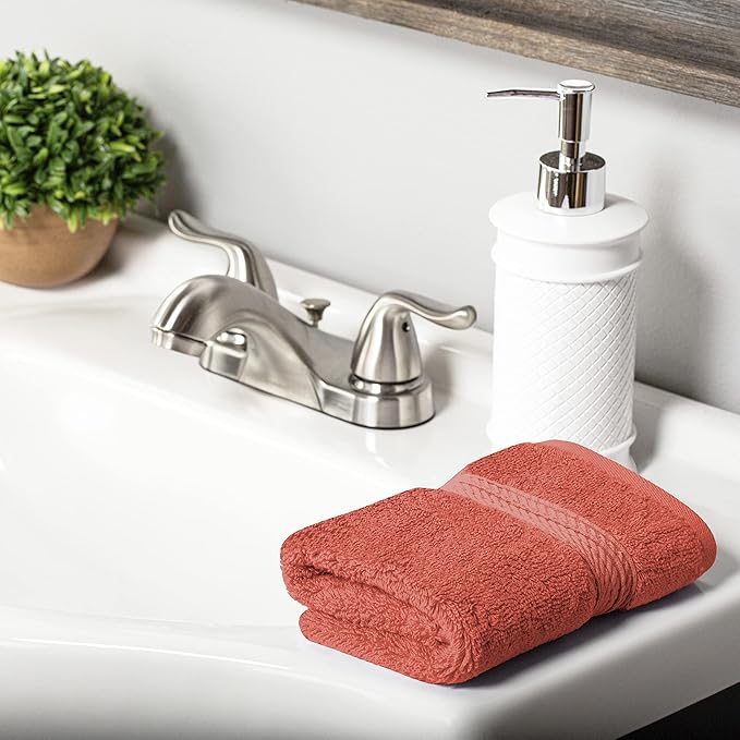 SUPERIOR Egyptian Cotton Pile 10 Piece Towel Set, Includes 2 Bath, 4 Hand, 4 Face Towels/Washcloths, Ultra Soft Luxury Towels, Thick Plush Essentials, Guest Bath, Spa, Hotel Bathroom, Coral