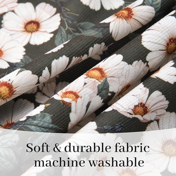 Cute Floral Aprons for Women with Pockets,Cotton Adjustable Neck Strap Apron for Kitchen Cooking Baking Gardening