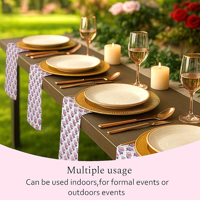 CPC Pink Sapphire Indian Block Print Cotton Cloth Napkins Set of 4, 18x18 Reusable Everyday Napkins, Soft, Absorbent, Floral Dinner Napkin, Holiday, Party Gift, Spring,Mother's Day