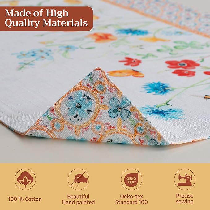 Maison d' Hermine Placemats Set of 4 100% Cotton Washable Cloth Place Mats Reusable Table Mats for Kitchen Dining Party Wedding Gifts for Mothers Day Spring/Summer (Summer Whisper, 13" x 19")