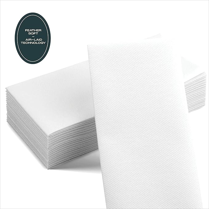 100-Pack Servietto Disposable Linen-Feel Guest Towels - Disposable Cloth-Like Hand Towels - Soft and Absorbent Paper Napkin for Kitchen, Bathroom, Party, Wedding, Or Event