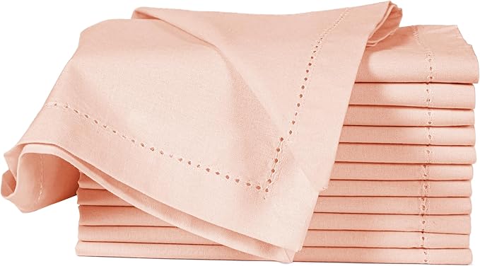 Cotton Cloth Napkins Set of 12, 18x18 Cotton Napkin Cloth Washable, Soft, Reusable Napkins for Wedding, Parties, Christmas, Thanksgiving, Everyday Use (Petal Peach) - ALPHA Living HOME
