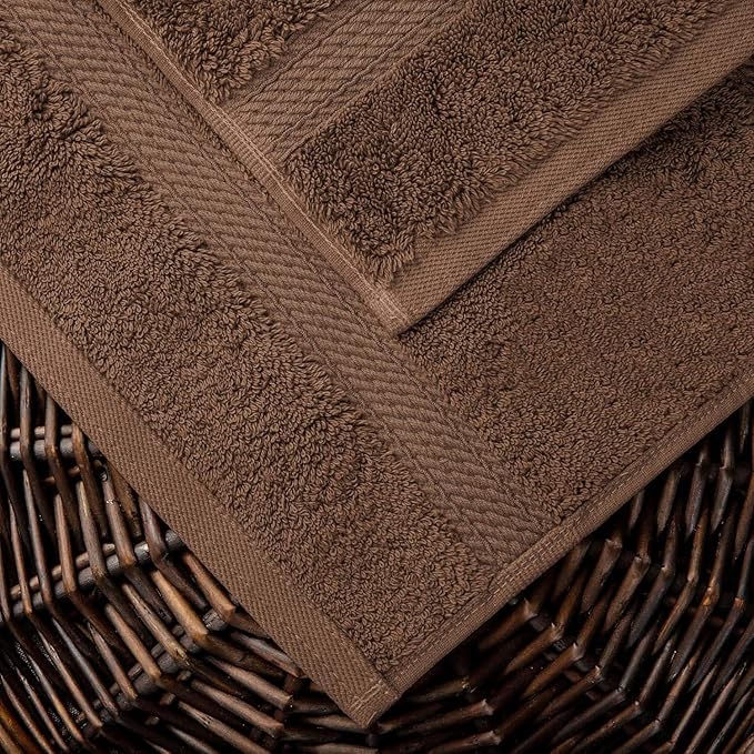 Superior Egyptian Cotton Pile 10 Piece Towel Set, Includes 2 Bath, 4 Hand, 4 Face Towels/ Washcloths, Ultra Soft Luxury Towels, Thick Plush Essentials, Guest Bath, Spa, Hotel Bathroom, Chocolate