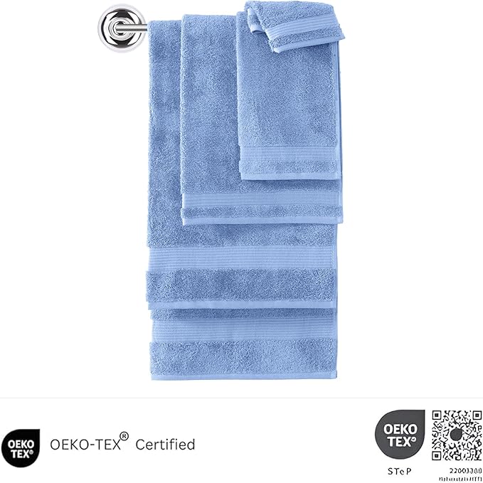 Classic Turkish Towels CTT - Premium 4 Piece Bath Towel Set, Made with 100% Turkish Cotton, Quick Drying, Highly Absorbent & Comfy Towels for Spa & Hotel | 30"x54" (Blue)