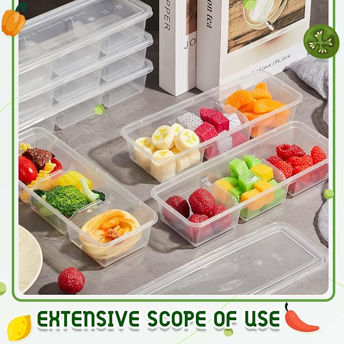 Hushee 100 Pack 17 oz Small Meal Prep Containers with 3 Compartments Snack Containers with Lid Disposable Plastic Bento Box Travel Lunch Food Boxes Stackable for Office Picnic (Clear)
