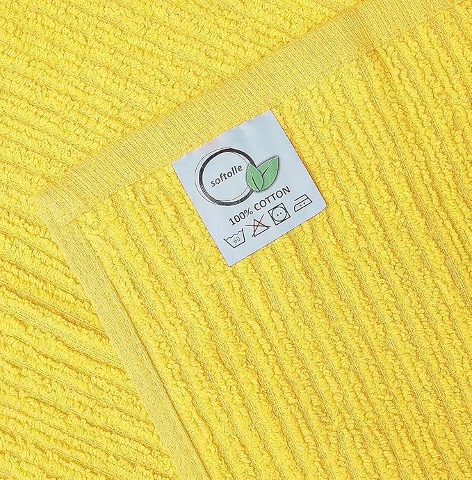 Softolle Bar Mop Towels, Pack of 12-16x19 Inches - 100% Cotton Super Absorbent Towels, Multi-Purpose for Home and Bar Cleaning (Yellow)