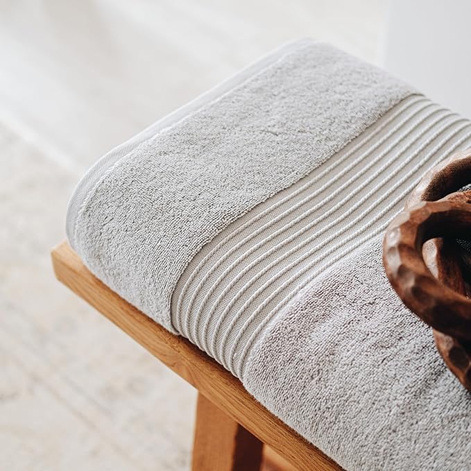 Milara Turkish Super-Plush Bath Towels Set 2-Piece | Premium Cotton Bath Towel Set Absorbent, Durable with Hanging Loops | Silver Gray Color Turkish Bath Towels, (27 x 54 Inches)