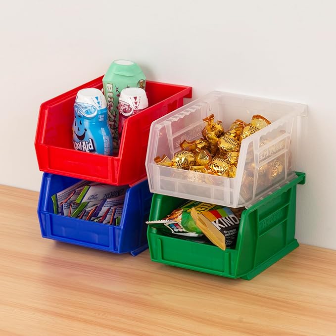 Akro-Mils 30210 AkroBins Plastic Storage Bins, Space-Saving Stackable for Garage, Pantry, Craft Organization, 5 x 4 x 3-Inch, Grey, (Pack of 24)