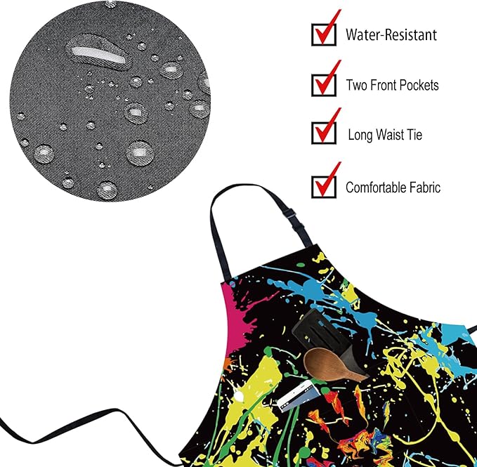 ZiQilin Adjustable Waterproof Kitchen Apron for Women with 2 Pockets Cooking Chef Apron Gardening Funny BBQ Aprons for Men