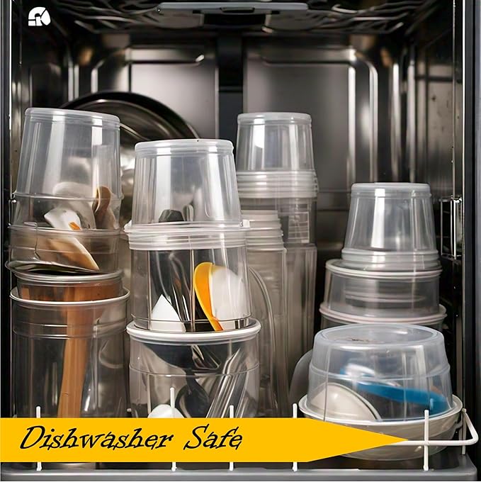 Mr Miracle Deli Containers with Lids - 12 Pack of 32 oz Clear Airtight Reusable Plastic Food and Multi-Purpose Containers - Microwave, Freezer, and Dishwasher Safe