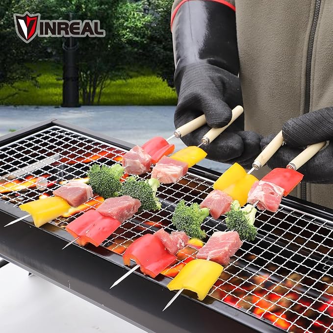 BBQ Grill Gloves – Heat Resistant up to 932°F, Waterproof & Oil Resistant Neoprene, 14-Inch Long Sleeve Cooking Gloves for Grilling, Fryer, Baking, Smoker