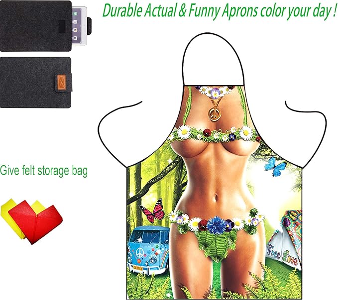 Men Women Funny Cute Cooking Baking BBQ Apron Gift for Adult Party Costume (Jungle Woman)