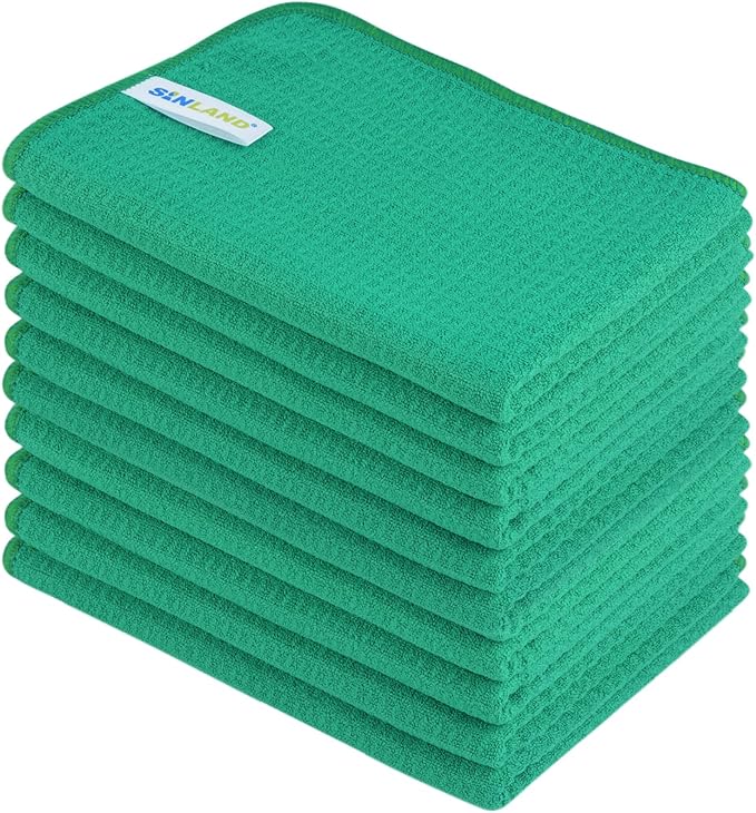 SINLAND Kitchen Towel Premium Sublimation Blank Towels Fast Drying Tea Towel Polyester Dish Towels for Drying Dishes Festive Decoration 16 Inch X 24 Inch 10 Pack Spring Green