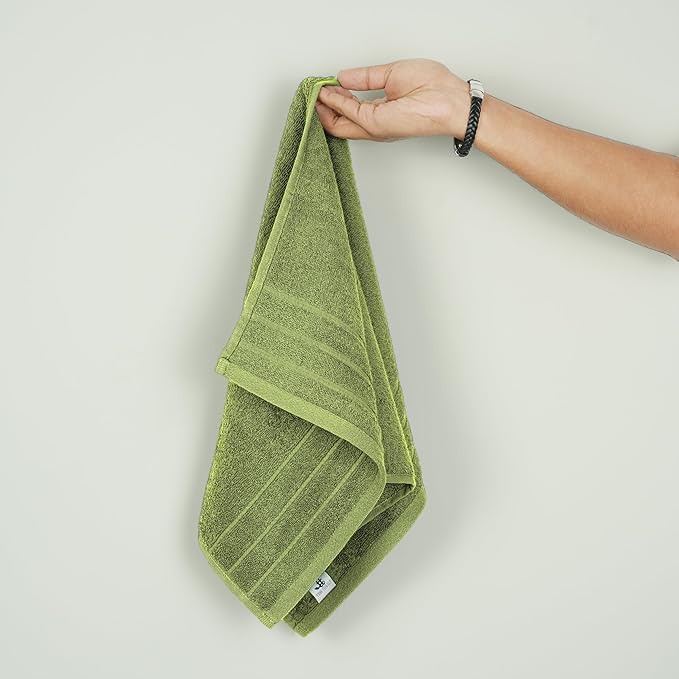 Tens Towels Pack of 6 Hand Towels, 100% Cotton, Lighter Weight, Quick to Dry, 16 x 28 Inches, Super Soft & Absorbent, Perfect for Bathroom & Kitchen, Green