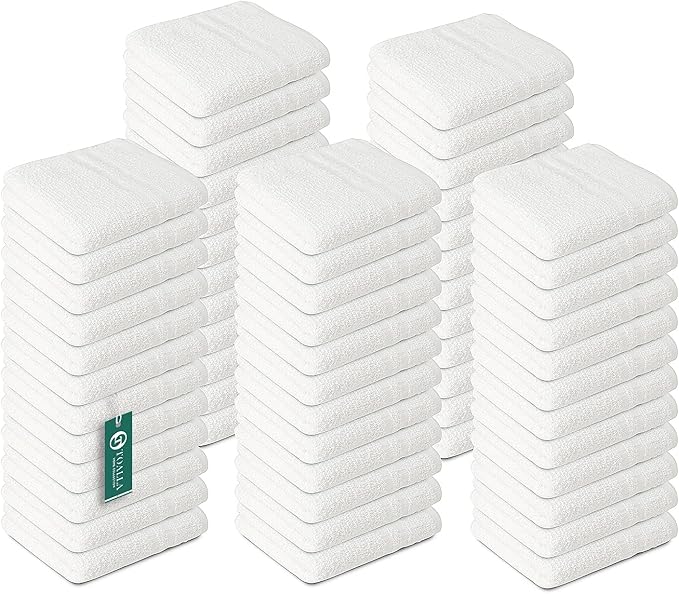 100% Cotton Washcloths 60 Pack|400 GSM|Soft Face & Body Washcloths|Highly Absorbent|12 x 12 Inches|White