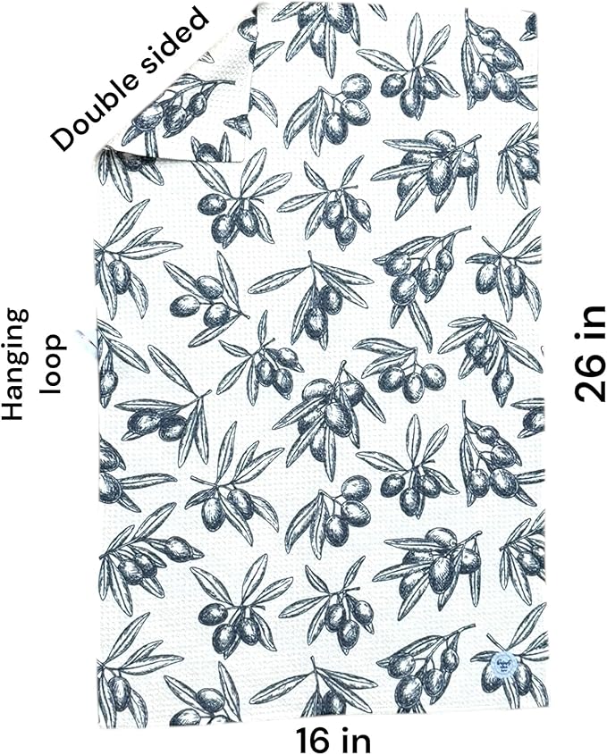 || 3 Pack|| Double Sided Dish Towels || Waffle Weave Microfiber || Highly Absorbent || Hanging Loop || Dish Cloths || Modern || Designer Prints || Lights (Gray)
