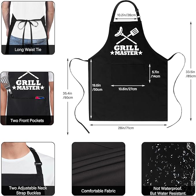 Xornis 100% Cotton Funny Apron for Men Women Adjustable Bib Aprons with 2 Pockets Grill Kitchen Cooking BBQ One Size Fits All