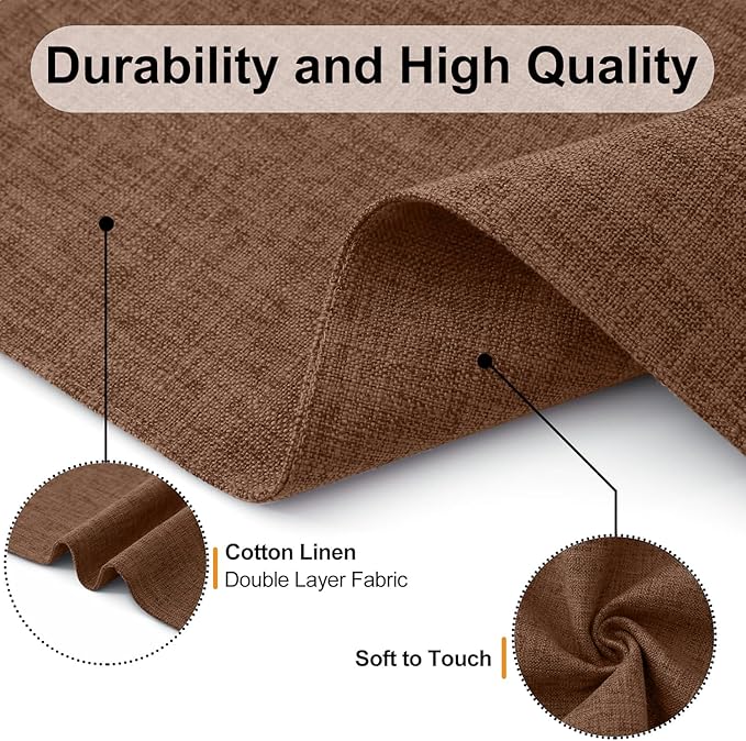 Homaxy Cloths Placemats for Dining Table Set of 4, Heat Resistant Washable Cotton Linen Blend Table Mats, Easy to Clean Place Mats for Indoor Outdoor Party Kitchen Decoration, 13" x 18", Brown