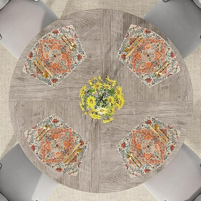 Artoid Mode Farmhouse Bohemian Wedge Shaped Placemats Set of 4, Seasonal Home Dining Table Mat for Round Table