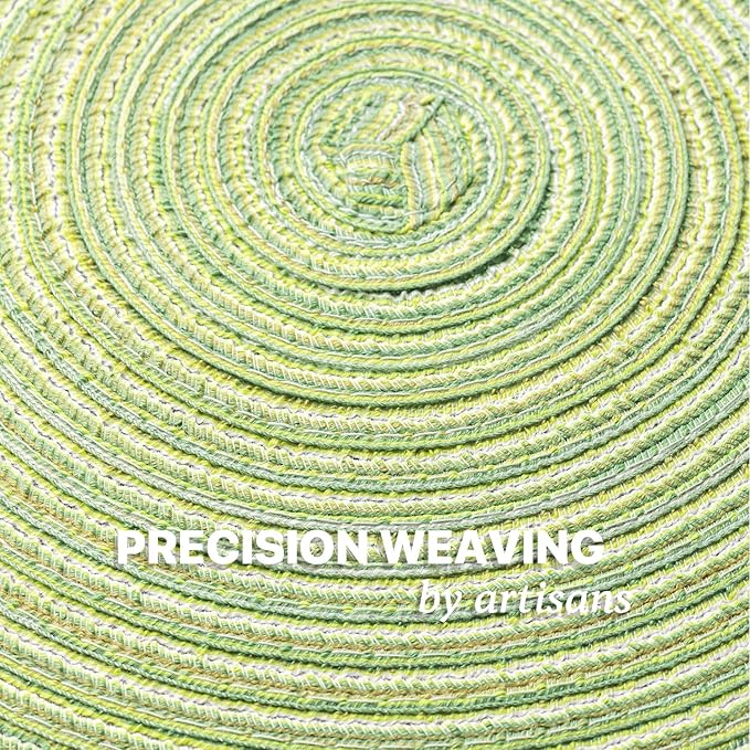Round Placemats Set of 8 Woven Placemats Washable Braided Table Mats for Dining Table Heat Resistant Non-Slip Circle Place Mats(Green)