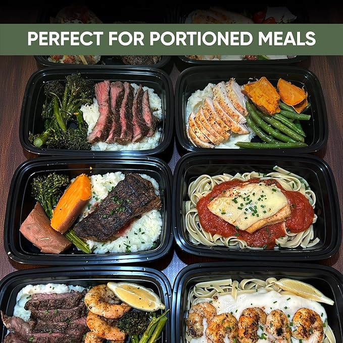 50 Pack (100 Piece) 16 oz Meal Prep Containers Reusable BPA Free Leakproof Stackable Food Storage Containers with Lids, Microwave & Dishwasher Freezer Safe To Go Bento Box Style Take Out Clear Plastic