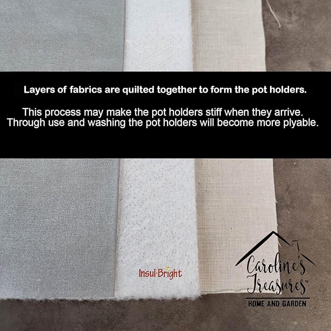 Caroline's Treasures Standard Schnauzer Heirloom Fall Pair of Pot Holders Pair 7.5x7.5 Quilted Insulated Hot Pads Decorative Kitchen Gift Made in USA