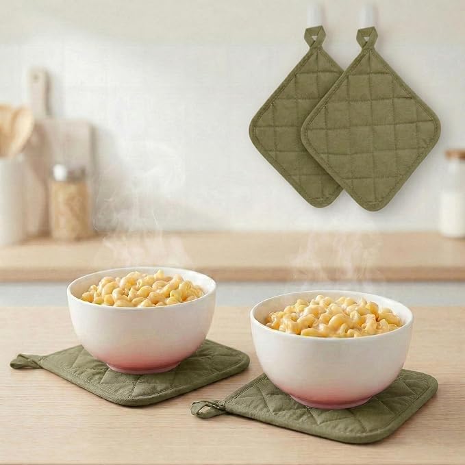 Lobyn Value Packs Economical Lightweight Bulk Potholders Ten (10) Pack Everyday Quality 6.5" Square Perfect for Craft Projects Sage Green